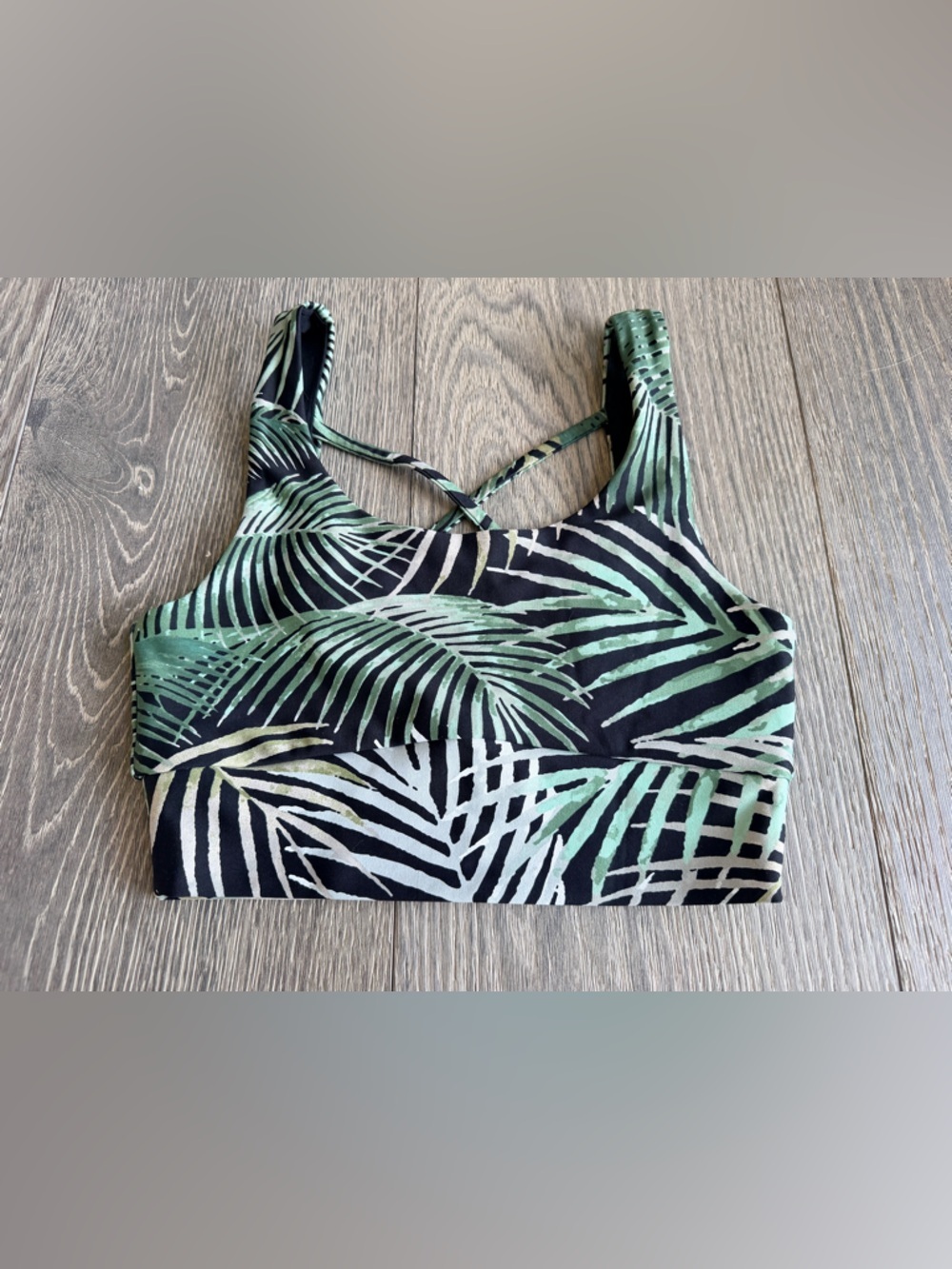 Exotica Leaf Plants Tropical Performance Scoop Neck Comfort Crop Top Size XS
